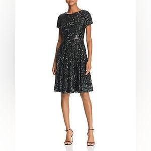 NWT, Aidan Mattox Sequin Party Dress in Forest Black